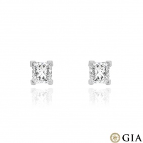 White Gold Princess Cut Diamond Earrings 1.01ct TDW
